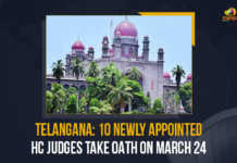 Telangana 10 Newly Appointed HC Judges Take Oath On March 24, Telangana HC Gets 10 New Judges Appointed By President Kovind, President Kovind, HC Judges, 10 New Judges were Appointed for Telangana High Court will Take Oath on March 24, 10 New Judges were Appointed for Telangana High Court, 10 New Judges will Take Oath on March 24, Telangana High Court, 10 New Judges For Telangana High Court, High Court, Telangana, 10 New Judges, Telangana High Court New Judges, Telangana High Court Judges, Telangana High Court Judges Latest News, Telangana High Court Judges Latest Updates, Telangana High Court Judges Live Updates, High Court New Judges, Mango News,