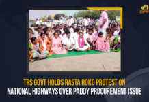 TRS Govt Holds Rasta Roko Protest On National Highways Over Paddy Procurement Issue, TRS Leaders Conducting Rasta Roko at National Highways Over Paddy Procurement Issue, Paddy Procurement Issue, TRS Leaders Conducting Rasta Roko at National Highways, Rasta Roko at National Highways, Rasta Roko, National Highways, TRS Party Protest, TRS Party Protest Against Paddy Procurement Issue, TRS Party Protest Latest News, TRS Party Protest Latest Updates, TRS Party Protest Live Updates, Telangana Paddy Procurement Issue, Paddy Procurement in Telangana, Telangana Paddy Procurement, Paddy Procurement, Paddy Procurement Latest News, Paddy Procurement Latest Updates, Paddy Procurement Live Updates, Telangana CM KCR, CM KCR, K Chandrashekar Rao, Chief minister of Telangana, K Chandrashekar Rao Chief minister of Telangana, Telangana Chief minister, Telangana Chief minister K Chandrashekar Rao, Telangana, Mango News,