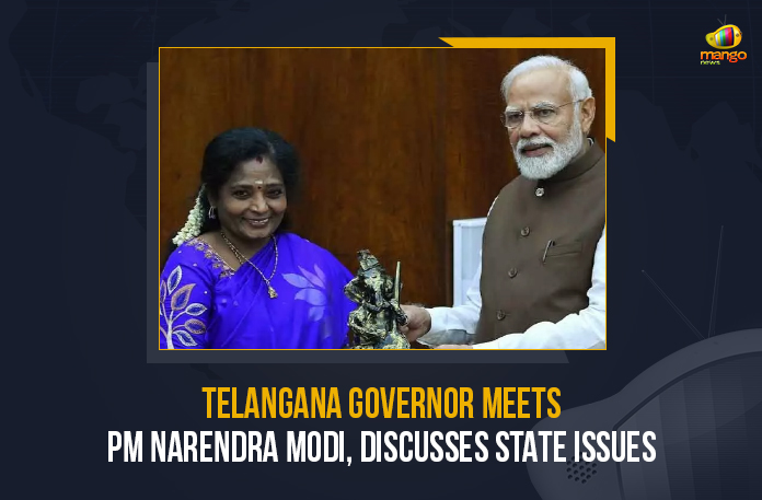 Telangana-Governor-Meets-PM-Narendra-Modi,-Discusses-State-Issues Telangana Governor Meets PM Narendra Modi Discusses State Issues, Telangana Governor Tamilisai Soundararajan Meets PM Narendra Modi at Delhi, Telangana Governor Tamilisai Soundararajan Meets PM Narendra Modi, Telangana Governor Tamilisai Soundararajan, Governor Tamilisai Soundararajan, Telangana Governor, Tamilisai Soundararajan, Telangana Governor Tamilisai, Governor Tamilisai Soundararajan Meets PM Narendra Modi at Delhi, Telangana and Puducherry Governor Tamilisai Soundararajan met with Prime Minister Narendra Modi in Delhi, elangana and Puducherry Governor, Tamilisai Soundararajan met with Prime Minister Narendra Modi in Delhi, Governor Delhi Tour, Telangana Governor Delhi Tour, Telangana Governor Tamilisai Delhi Tour, Tamilisai Soundararajan Delhi Tour, Telangana Governor Delhi Tour Latest News, Telangana Governor Delhi Tour Latest Updates, Narendra Modi, Prime Minister of India, Narendra Modi Prime Minister of India, PM Modi, PM Narendra Modi, Prime Minister Narendra Modi, Mango News,