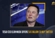 Tesla CEO Elon Musk Offers $43 Billion To Buy Twitter, Tesla CEO Elon Musk Offers To Buy Twitter Company For $41 Billion, Elon Musk Offers To Buy Twitter Company For $41 Billion, Elon Musk Offers To Buy Twitter Company, Elon Musk Offers To Buy Twitter Company With $41 Billion, Tesla CEO Elon Musk Takes 9.2 Percent Stake in Twitter Company, Tesla CEO Elon Musk is taking a 9.2% stake in Twitter Company, Tesla CEO, Tesla CEO Elon Musk, Elon Musk, $41 Billion, 9.2 Percent Stake in Twitter Company, Tesla CEO Elon Musk purchased approximately 73.5 million shares in Twitter Company, Elon Musk takes 9.2 per cent stake in Twitter Company, Tesla CEO Elon Musk becomes largest shareholder of Twitter Company, largest shareholder of Twitter, Musk buys 9.2 Percent Stake in Twitter Company, Twitter Company, Twitter Company News, Twitter Company Latest News, Twitter Company Latest Updates, Twitter Company Live Updates, Mango News,