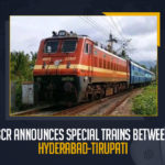 SCR Announces Special Trains Between Hyderabad-Tirupati, Hyderabad-Tirupati, Tirupati-Hyderabad Special Trains Between Hyderabad-Tirupati, a special train 07298 would run from Tirupati to Kachiguda, a special train 07297 would run between Kachiguda and Tirupati, special trains between Hyderabad and Tirupati, trains allotted for Hyderabad-Tirupati-Hyderabad, South Central Railway Guntur Railway Division, Tirumala Tirupati Devasthanam, Lord Venkateswara temple in Tirupati, Hyderabad, Tirupati, Mango News,