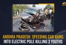 Andhra Pradesh Speeding Car Rams Into Electric Pole Killing 3 Youths, Speeding Car Rams Into Electric Pole Killing 3 Youths, Andhra Pradesh Speeding Car Rams Into Electric Pole, Speeding Car Rams Into Electric Pole, Andhra Pradesh’s East Godavari region, a tragic incident happened, Speeding Car lost control and rammed into an electric pole, electric pole, Andhra Pradesh, Mango News,