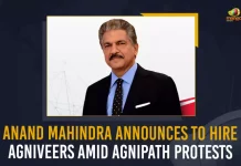 Anand Mahindra Announces To Hire Agniveers Amid Agnipath Protests, Anand Mahindra Announces To Hire Agniveers, Amid Agnipath Protests, Hire Agniveers Amid Agnipath Protests, Anand Mahindra, Amid the ongoing protests against Agnipath Army recruitment scheme, Anand Mahindra Chairman of the Mahindra Groups announced to recruit Agniveers, Chairman of the Mahindra Groups, Mahindra Groups Chairman, Agnipath Protests Live Updates, Agnipath Issue, Agnipath Protests, Agnipath protests in Telangana, Agnipath Scheme, Agnipath Scheme Updates, Agnipath, Agnipath Protests Highlights, #AgnipathScheme, #AgnipathRecruitmentScheme, #AgnipathSchemeProtest, #Agnipath, Agnipath Army Recruitment Scheme News, Agnipath Army Recruitment Scheme Latest News, Agnipath Army Recruitment Scheme Latest Updates, Agnipath Army Recruitment Scheme Live Updates, Mango News,