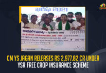 Andhra Pradesh CM YS Jagan Releases Rs 2977.82 Cr Under YSR Free Crop Insurance Scheme, CM YS Jagan Releases Rs 2977.82 Cr Under YSR Free Crop Insurance Scheme, YS Jagan Mohan Reddy released compensation under the YSR Free Crop Insurance scheme, AP CM YS Jagan Releases Rs 2977.82 Cr Under YSR Free Crop Insurance Scheme, YS Jagan Releases Rs 2977.82 Cr Under YSR Free Crop Insurance Scheme, AP CM Releases Rs 2977.82 Cr Under YSR Free Crop Insurance Scheme, AP CM YS Jagan Mohan Reddy Releases Rs 2977.82 Cr Under YSR Free Crop Insurance Scheme, 2977.82 Cr Under YSR Free Crop Insurance Scheme, YSR Free Crop Insurance, YSR Free Crop Insurance Scheme, YSR Free Crop Insurance Scheme News, YSR Free Crop Insurance Scheme Latest News, YSR Free Crop Insurance Scheme Latest Updates, YSR Free Crop Insurance Scheme Live Updates, AP CM YS Jagan Mohan Reddy, CM YS Jagan Mohan Reddy, AP CM YS Jagan, YS Jagan Mohan Reddy, Jagan Mohan Reddy, YS Jagan, CM Jagan, CM YS Jagan, Mango News,