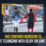 IMD Confirms Monsoon To Hit Telangana With Delay On June 12, Monsoon To Hit Telangana With Delay On June 12, IMD Confirms Monsoon To Hit Telangana, Monsoon To Hit Telangana, Indian Meteorological Department confirmed that the southwest monsoon would hit Telangana, Indian Meteorological Department, southwest monsoon would hit Telangana, southwest monsoon, Hyderabad Meteorological Department, HMD further added that the winds are likely to intensify in two to three days, monsoon to enter Telangana, Telangana, southwest monsoon temperature has risen in 22 districts with an average above 40 degrees Celsius, Mango News,