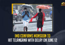 IMD Confirms Monsoon To Hit Telangana With Delay On June 12, Monsoon To Hit Telangana With Delay On June 12, IMD Confirms Monsoon To Hit Telangana, Monsoon To Hit Telangana, Indian Meteorological Department confirmed that the southwest monsoon would hit Telangana, Indian Meteorological Department, southwest monsoon would hit Telangana, southwest monsoon, Hyderabad Meteorological Department, HMD further added that the winds are likely to intensify in two to three days, monsoon to enter Telangana, Telangana, southwest monsoon temperature has risen in 22 districts with an average above 40 degrees Celsius, Mango News,