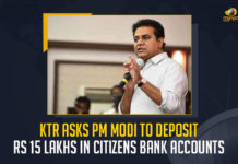 KTR Asks PM Modi To Deposit Rs 15 Lakhs In Citizens Bank Accounts, Minister KTR Asks PM Modi To Deposit Rs 15 Lakhs In Citizens Bank Accounts, Telangana Minister KTR Asks PM Modi To Deposit Rs 15 Lakhs In Citizens Bank Accounts, KT Rama Rao Asks PM Modi To Deposit Rs 15 Lakhs In Citizens Bank Accounts, PM Modi To Deposit Rs 15 Lakhs In Citizens Bank Accounts, Modi To Deposit Rs 15 Lakhs In Citizens Bank Accounts, 15 Lakhs In Citizens Bank Accounts, Citizens Bank Accounts, KTR reminded Prime Minister of India about his commitments of money deposit, commitments of money deposit, commitment to money deposits, PM Modi money deposits commitment News, PM Modi money deposits commitment Latest News, PM Modi money deposits commitment Latest Updates, PM Modi money deposits commitment Live Updates, Mango News,
