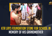 KTR Lays Foundation Stone For School In Memory Of His Grandmother, Minister KTR Lays Foundation Stone For School In Memory Of His Grandmother, Telangana Minister KTR Lays Foundation Stone For School In Memory Of His Grandmother, Memory Of His Grandmother, KTR Lays Foundation Stone For School, Minister KTR Lays Foundation Stone For School, Telangana Government has now launched Mana Ooru-Mana Badi programme, Rama Rao said newly constructed building would have 14 classrooms on two floors and would be completed in eight to nine months, newly inaugurated school building work would be completed by 2023 March, Mana Ooru-Mana Badi programme, Mana Ooru-Mana Badi programme News, Mana Ooru-Mana Badi programme Latest News, Mana Ooru-Mana Badi programme Latest Updates, Mana Ooru-Mana Badi programme Live Updates, Working President of the Telangana Rashtra Samithi, Telangana Rashtra Samithi Working President, TRS Working President KTR, Telangana Minister KTR, KT Rama Rao, Minister KTR, Minister of Municipal Administration and Urban Development of Telangana, KT Rama Rao Minister of Municipal Administration and Urban Development of Telangana, KT Rama Rao Information Technology Minister, KT Rama Rao MA&UD Minister of Telangana, Mango News,