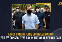 Rahul Gandhi Joins ED Investigation For 3rd Consecutive Day In National Herald Case, ED Investigation For 3rd Consecutive Day In National Herald Case, Rahul Gandhi Joins ED Investigation For 3rd Consecutive Day, Rahul Gandhi former President of the Indian National Congress, Rahul Gandhi EX-President of the Indian National Congress, Rahul Gandhi former President of the INC, Rahul Gandhi joined the Enforcement Directorate investigation for the third consecutive day, Enforcement Directorate investigation, Rahul Gandhi was summoned in the 2015 National Herald money laundering case, National Herald money laundering case, National Herald Case, National Herald Case News, National Herald Case Latest News, National Herald Case Latest Updates, National Herald Case Live Updates, Mango News,