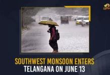 Southwest Monsoon Enters Telangana On June 13 After Delay, Telangana IMD Hyderabad Predicts Heavy Rains in Next 3 Days While Southwest Monsoon Enters The State on Monday, Telangana IMD Hyderabad Predicts Heavy Rains in Next 3 Days, While Southwest Monsoon Enters The State on Monday, IMD Hyderabad Predicts Heavy Rains in Next 3 Days, Telangana IMD Hyderabad Predicts Heavy Rains, IMD Hyderabad Predicts Heavy Rains, Heavy Rains, Telangana IMD Hyderabad, Southwest Monsoon, Southwest Monsoon Enters The Telangana, Southwest Monsoon News, Southwest Monsoon Latest News, Southwest Monsoon Latest Updates, Southwest Monsoon Live Updates, Mango News,