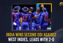India defeated West Indies by 2 wickets in the Second ODI, India Wins Second ODI Against West Indies Leads With 2-0, India Leads With 2-0 In ODI Series, Team India Wins Second ODI Against West Indies, Ind vs WI ODI Series Team India To Play 2nd Match with West Indies, Team India Eye on The Series, Team India To Play 2nd Match with West Indies Today, Ind vs WI ODI Series, Ind Vs WI 2nd ODI Match, Ind Vs WI, Ind Vs WI 2nd ODI, Ind Vs WI 2nd ODI News, Ind Vs WI 2nd ODI Latest News, Ind Vs WI 2nd ODI Latest Updates, Ind Vs WI 2nd ODI Live Updates, Mango News,