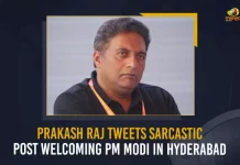 Prakash Raj Tweets Sarcastic Post Welcoming PM Modi In Hyderabad, Prakash Raj made sarcastic comments on Prime Minister Narendra Modi, Prakash Raj Tweets Sarcastic Post Welcoming PM Modi, Actor and critic Prakash Raj react to the politics of the country in his own style, BJP national executive meeting in Hyderabad, Prakash Raj comments were made on the arrival of Narendra Modi in Hyderabad, arrival of Narendra Modi in Hyderabad, Raj welcomed the best leader who is coming to Hyderabad saying that Telangana is running a wonderful government on Twitter, Prakash Raj Tweets Sarcastic Post, BJP National Executive Meeting is scheduled for the next two days 2nd and the 3rd of July in Hyderabad, critic Prakash Raj, Actor Prakash Raj, BJP National Executive Meeting News, BJP National Executive Meeting Latest News, BJP National Executive Meeting Latest Updates, BJP National Executive Meeting Live Updates, BJP National Executive event, National Executive event, PM Narendra Modi, Narendra Modi, Prime Minister Narendra Modi, Prime Minister Of India, Narendra Modi Prime Minister Of India, Prime Minister Of India Narendra Modi, Mango News,