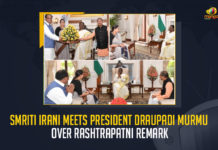 Smriti Irani Meets President Draupadi Murmu Over Rashtrapatni Remark, Smriti Irani Rashtrapatni Remark, Smriti Irani Meets President Draupadi Murmu, President Draupadi Murmu, Smriti Irani, Rashtrapatni Remark, Union Minister Smriti Irani, Minister Smriti Irani, Both the Houses of Parliament were adjourned on Friday amid uproar over Chowdhury's comments, Aadhir Ranjan Chowdhury's Rashtrapati remark, Aadhir Ranjan Chowdhury's comments, President Murmu and demanded an apology from Congress chief Sonia Gandhi, Congress chief Sonia Gandhi, Aadhir Ranjan Chowdhury leader of the Congress in the Lok Sabha, Rashtrapatni Remark News, Rashtrapatni Remark Latest News, Rashtrapatni Remark Latest Updates, Rashtrapatni Remark Live Updates, Mango News,