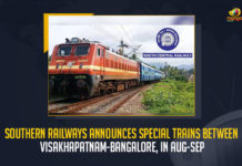 Southern Railways Announces Special Trains Between Visakhapatnam-Bangalore In Aug-Sep, Special Trains Between Visakhapatnam-Bangalore In Aug-Sep, Southern Railways Announces Special Trains, Visakhapatnam-Bangalore Special Trains, tourist rush in August-September, Indian Railways announced running special trains between various parts of the country, South Central Railways also announced 16 weekly special trains between Visakhapatnam and Bengaluru, 16 weekly special trains between Visakhapatnam and Bengaluru, South Central Railways, South Central Railways Special Trains, Visakhapatnam and Bengaluru, Vizag-Bangalore Special Trains News, Vizag-Bangalore Special Trains Latest News, Vizag-Bangalore Special Trains Latest Updates, Vizag-Bangalore Special Trains Live Updates, Mango News,