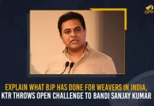 Explain What BJP Has Done For Weavers In India KTR Throws Open Challenge To Bandi Sanjay Kumar, KTR Throws Open Challenge To Bandi Sanjay Kumar, Explain What BJP Has Done For Weavers In India, contribution of the Bharatiya Janata Party for Telangana weavers, Open Challenge To Bandi Sanjay Kumar, Telangana Minister KTR Throws Open Challenge To Bandi Sanjay Kumar, Bandi Sanjay Kumar, Telangana weavers, Nethanna Bima Scheme For Weavers, Weavers Nethanna Bima Scheme, Nethanna Bima Scheme News, Nethanna Bima Scheme Latest News, Nethanna Bima Scheme Latest Updates, Nethanna Bima Scheme Live Updates, Working President of the Telangana Rashtra Samithi, Telangana Rashtra Samithi Working President, TRS Working President KTR, Telangana Minister KTR, KT Rama Rao, Minister KTR, Minister of Municipal Administration and Urban Development of Telangana, KT Rama Rao Minister of Municipal Administration and Urban Development of Telangana, KT Rama Rao Information Technology Minister, KT Rama Rao MA&UD Minister of Telangana, Mango News,