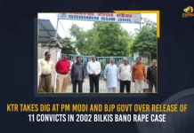 KTR Takes Dig At PM Modi And BJP Govt Over Release Of 11 Convicts In 2002 Bilkis Bano Rape Case, Telangana Minister KTR Responds Over Gujarat Govt Released 11 Convicts of Bilkis Bano Case, KTR Responds Over Gujarat Govt Released 11 Convicts of Bilkis Bano Case, Gujarat Govt Released 11 Convicts of Bilkis Bano Case, KTR Takes Dig At PM Modi And BJP Govt, 2002 Bilkis Bano Rape Case, Bilkis Bano Rape Case, 11 Convicts Released, Bilkis Bano Case, Telangana Minister KTR, Bilkis Bano Rape Case News, Bilkis Bano Rape Case Latest News And Updates, Bilkis Bano Rape Case Live Updates, Mango News,