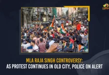 MLA Raja Singh Controversy As Protest Continues In Old City Police On Alert, Protests continue in Hyderabad against BJP MLA Raja Singh, BJP Suspends Telangana MLA Raja Singh, MLA Raja Singh Controversy On Muslims, Mango News, MLA Raja Singh , MLA Raja Singh Latest News And Updates, MLA Raja Singh Live Updates, Thakur Raja Singh, Telangana MLA Raja Singh Granted Bail, BJP MLA Raja Singh And Munawar Faruqui Show Contreversy, Munawar Faruqui, Munawar Faruqui Latest News, Goshamahal MLA Raja Singh, BJP MLA Raja Singh, Prophet Remark, sar tan se juda, MLA Raja Singh Arrest, Prophet Muhammad,