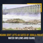 Telangana Govt Lifts 44 Gates Of Jurala Project As Water Inflows Amid Rains Telangana Govt Lifts 44 Gates Of Jurala Project As Water Inflows Amid Rains, TS Govt Lifts 44 Gates Of Jurala Project As Water Inflows Amid Rains, Jurala project 44 gates lifted due to heavy inflow of floodwater, 44 Gates Of Jurala Project, Amid the heavy rains, water flow at the Jurala project continues for days, 44 Gates Of Jurala Project Lifted, Jurala Project, 44 Gates, Telangana Govt, Jurala Project News, Jurala Project Latest News And Updates, Jurala Project Live Updates, Mango News,