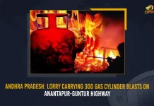 Andhra Pradesh Lorry Carrying 300 Gas Cylinder Explodes On Anantapur Guntur Highway, Lorry Carrying 300 Gas Cylinder Explodes In AP, Fire Breaks Out In A Lorry Carrying Lpg Cylinders, 100 Gas Cylinders Exploded In A Lorry, Mango News, Fire Breaks Out Lpg Cylinders, Lorry Fire Sparks Lpg Cylinder Blast In Ap, Fire Breaks Out In A Lorry, Lpg Cylinder Blast In Ap, Lpg Cylinder , Lpg Cylinder Blast News And Updates, Lpg Cylinder Blast , Andhra Pradesh