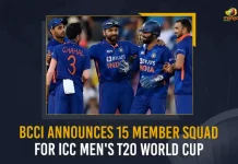 BCCI Announces 15 Member Squad For ICC Mens T20 World Cup, BCCI New Team, ICC Mens T20 World Cup 2022, ICC Mens Team, T20 World Cup 2022, ICC Mens Indian Team, Mango News, Mango News Telugu, Rohit Sharma C, KL Rahul VC, Virat Kohli, Suryakumar Yadav, Deepak Hooda, R Pant WK, Dinesh Karthik WK, Hardik Pandya, R. Ashwin, Y Chahal, Axar Patel, Jasprit Bumrah, B Kumar, Harshal Patel, Arshdeep Singh, T20 World Cup Latest News And Updates