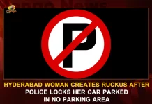 Hyderabad Woman Creates Ruckus After Police Locks Her Car Parked In No Parking Area, Hyderabad Traffic Police, Traffic Police Hyderabad, Hyderabad Traffic Police Woman Creates Ruckus, Instant E Challan Telangana, Cyberabad Traffic Police, Mango News, Mango News Telugu, Telangana Traffic E-challan, Hyderabad Traffic Police Twitter, Traffic Police Station, Hyderabad Traffic Twitter Updates, Woman Ruckus After Police Locks Her Car Parked In No Parking Area, Traffic Police Latest News And Updates