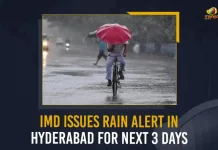 IMD Issues Rain Alert In Hyderabad For Next 3 Days , Rain Alert In Hyderabad, 3 Day Rain Alert In Hyderabad, IMD Issues Rain Alert In Hyderabad, India Meteorological Department, Mango News, Mango News Telugu, Hyderabad Rain Alert, Hyderabad Rains, Hyderabad Water Logged, Hyderabad Heavy Rains, Hyderabad Rains Latest News And Updates, Hyderabad Rains Live Updates