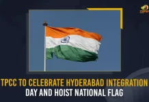 TPCC To Celebrate Hyderabad Integration Day And Hoist National Flag , TPCC To Celebrate Hyderabad Integration Day , Hyderabad Integration Day, Hoist National Flag, Mango News, Mango News Telugu, Revanth Reddy Vows To Hoist New Telangana Flag, Revanth Reddy To Announce Official Anthem, Congress To Introduce State Flag For Telangana , Mango News, Mango News Telugu, Congress Will Contest Alone In Telangana, Congress to Hoist New Flag of TS, Telangana New Flag, Telangana New Anthem , TPCC Chief Revanth Reddy, Telangna Congress, Congress Bharat Jodo Yatra