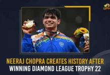Neeraj Chopra Creates History After Winning Diamond League Trophy 22, Neeraj Chopra Clinch Diamond League Trophy, Olympic Winner Neeraj Chopra, Neeraj Chopra First Indian To Clinch Diamond League Trophy, Mango News, Mango News Telugu, Olympic Gold Medal Winner Neeraj Chopra, Neeraj Chopra Latest News And Updates, Olympic Champion Neeraj Chopra , Diamond League Final, Neeraj Chopra Won Diamond League, Diamond League Trophy 22