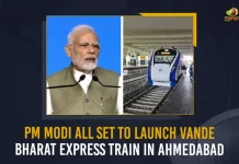 PM Modi All Set To Launch Vande Bharat Express Train In Ahmedabad, Vande Bharat Express Train, Pm Modi Flags Off Vande Bharat Express, PM Modi Flags Off Gandhinagar-Mumbai Central, Mango News, Mango News Telugu, PM in Gujarat, PM Narendra Modi, PM Modi in Gujarat Live Updates, PM Modi To Flag Off Vande Bharat, Vande Bharat Express, Vande Bharat Express, Gandhinagar-Mumbai Central, PM Narendra Modi Latest News And Updates