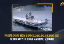 PM Modi Launches Indias First Indigenous Aircraft Carrier INS Vikrant and Unveils Navys New Ensign Today, PM Unveils New Naval Ensign Nishaan, INS Vikranth, Indias First Indigenous Aircraft Carrier, INS Vikrant Commissioning, Mango News, Mango New Telugu, INS Vikrant 2022 Highlights, INS Vikrant Indigenous Aircraft Carrier, INS Vikrant Launch, PM Modi News And Live Updates, PM Modi Commissions INS Vikrant, PM Narendra Modi