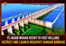 YS Jagan Mohan Reddy To Visit Nellore District And Launch Mekapati Sangam Barrage, YS Jagan Mohan Reddy Nellore Visit, YS Jagan Mekapati Sangam Barrage Launch, YS Jagan Mohan Reddy Nellore Tour, Mango News, Mekapati Sangam Barrage, Mekapati Sangam Barrage Nellore, YS Jagan Latest News And Updates, AP CM YS Jagan Mohan Reddy , AP CM Nellore Tour, Mekapati Sangam Barrage Launch, YS Jagan Mohan Reddy , YSR Congress Party
