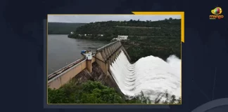 AP Govt Authority Lifts 3 Gates Amid Srisailam Reservoir Water Overflow, Water Resources Department, Three Crest Gates Of The Srisailam Dam Up, Andhra Pradesh Srisailam Dam Lifted, Mango News, Mango News Telugu, Ap Govt Authority Lifts 3 Gates, Srisailam Dam Gates Lifted Amid, Water Overflows At Ap Srisailam Dam, 10 Gates Of Srisailam Dam Lifted, Three Gates Lifted At Srisailam , Krishna Water Levels Rise, Andhra Pradesh , Central Water Commission, Srisailam Dam Latest News And Updates