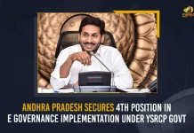 Andhra Pradesh Secures 4th Position In E Governance Implementation Under YSRCP, AP Secures 4th Position In E Governance, AP E-Governance, E Governance Implementation Under YSRCP, Mango News, Mango News Telugu, YSRCP Bags All Four RS Seats, National e-Governance Service Delivery Assessment, National e-Governance, e-Governance, YSRCP Navaratnalu, E-governance, E Governance In Andhra Pradesh, Andhra Pradesh Govt Latest News And Updates, YSRCP Govt, AP YSRCP