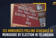 ECI Announces Polling Schedule Of Munugode By Election In Telangana, Munugode By-Election Schedule Release, Munugode Polling On November 3, Munugode By-Election, Mango News, Mango News Telugu, Munugode By-Election Latest News And Updates, Munugode By-Election, Munugode Bypoll Elections, Munugode Bypoll, CM KCR News And Live Updates, TRS Party, Telangna Congress Party, Telangna BJP Party, YSRTP , Munugode By Polls, Munugode Election Schedule Release, Munugode Election, Munugode Election Latest News And Updates