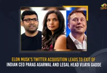 Elon Musk’s Twitter Acquisition Leads To Exit Of Indian CEO Parag Agarwal And Legal Head Vijaya Gadde, Twitter Legal Head Vijaya Gadde Fired, Elon Musk Takes Control of Twitter, Terminates Top Executives, CEO Parag Agrawal, CFO Ned Segal, Mango News, Mango News Telugu, Twitter Ex CEO Parag Agrawal, Twitter Ex CFO Ned Segal, Elon Musk Buys Twitter, Elon Musk Twitter Takeover, Elon Musk Latest News And Updates, Elon Musk Twitter Live Updates, Elon Musk Tesla, Elon Musk News And Updates