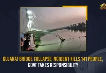 Gujarat Bridge Collapse Incident Kills 141 People Govt Takes Responsibility, Gujarat Bridge Collapse,Gujarat Incident Kills 141 People,Gujarat Govt Takes Responsibility,Mango News, Mango News Telugu, Morbi Suspension Bridge Collapsed, Gujarat Morbi Bridge, Gujarat Morbi Bridge Collapsed, Gujarat Bridge, Gujarat Latest News And Updates, Morbi Bridge, Gujarat Morbi Bridge News And Live Updates, Morbi Suspension Bridge News And updates