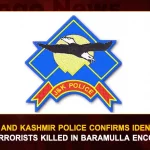 Jammu And Kashmir Police Confirms Identity Of JeM Terrorists Killed In Baramulla Encounter, Two Terrorists Killed In Baramulla Encounter, Baramulla Encounter, Kashmir Police Confirms Identity Of JEM Terrorists, JEM Terrorists, Mango News, Mango News Telugu, JeM Terrorists Killed In Baramulla Encounter, Jaish-e-Mohammed Terrorist Group, JeM Terrorist Group, Jaish-e-Mohammed, Baramulla Encounter Terrorists Killed, Jammu And Kashmir Latest News And Updates