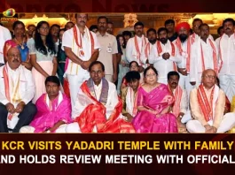 KCR Visits Yadadri Temple With Family And Holds Review Meeting With Officials, KCR Visits Yadadri Temple, CM KCR On Temple Tour, CM KCR Yadadri Visit, Mango News, Mango News Telugu, KCR To Donate Gold At Yadadri, CM KCR Visits Yadadri Temple, CM KCR Tomorrow Schedule 2022, Yadagirigutta Temple Timings, CM KCR LIVE, KCR Visits Yadadri Temple, Yadadri Temple Latest News And Live Updates, KCR Latest News And Updates, Telangna CM KCR