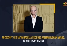 Microsoft CEO To Visit India And Receive Padmabhushan Award, Microsoft CEO To Visit India, Microsoft CEO Padmabhushan Award, Padmabhushan Award, Mango News, Mango News Telugu, Microsoft CEO Satya Nadella, Satya Nadella Receives Padma Bhushan, India's Consul General T.V Nagendra Prasad, Microsoft Chairman and CEO Satya Nadella, Microsoft Satya Nadella, Satya Nadella Latest News And Updates, Padma Bhushan 2022, Microsoft CEO News And Live Updates