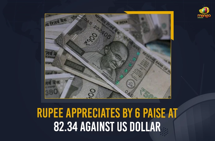 Rupee Appreciates By 6 Paise At 82.34 Against US Dollar, Rupee Gains 6 Paise To 82.34 USD, Rupee Gains 6 Paise To 82.34 Against USD, Rupee Gains 6 Paise to 82.34 Against US Dollar, Mango News, Mango News Telugu, 1 Rupee In Paise, Dollar To Rupee, Rupee Vs Dollar Today, USD INR, US Dollar Indian Rupee, 1 USD to INR, Live Dollar to Rupee Exchange Rate, Live Indian Rupee Rate Price, Rupee vs Dollar , Dollar Rate In India, Dollar Rate In India News And Live Updates