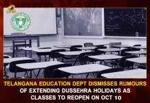 Telangana Education Dept Dismisses Rumours Of Extending Dussehra Holidays As Classes To Reopen On Oct 10, Telangana Education Dept, Dismisses Rumours Of Extending Dussehra Holidays, Dussehra Holidays, Telangana Classes To Reopen On Oct 10, Mango News, Mango News Telugu, Dussehra Celebration, Telangana Dussehra Celebration, Telangana Govt Dussehra Holidays Declaration, Telangana Dussehra Holidays, Dussehra Holidays For Schools, Telangana Government, Telangana Govt Latest News And Updates