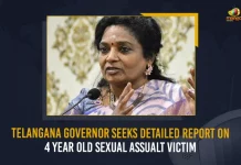 Telangana Governor Seeks Detailed Report On 4 Year Old Sexual Assualt Victim, Telangana Governor, Telangana Governor Seeks Report On 4 Year Old Sexual Assualt, Hyderabad Rape Case, Mango News, Mango News Telugu, Sexual Assault On Minor Girl, Hyderabad Sexual Assault On Minor Girl, Hyderabad Teen Rape Case, Hyderabad Teen Gang-Rape Case, Telangana Governor Latest News And Updates, Governor Tamilisai Seeks Report,Telangana Governor Tamilisai Soundararajan