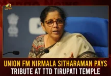 Union FM Nirmala Sitharaman Pays Tribute At TTD Tirupati Temple, Union FM Nirmala Sitharaman, TTD Tirupati Temple, Nirmala Sitharaman Pays Tribute At TTD, Mango News, Mango News Telugu, Union Minister Nirmala Sitharaman, Union Finance Minister Nirmala Sitharaman, Nirmala Sitharaman Latest News And Updates, TTD Tirupati Temple, TTD News And Live Updates, Tirumala Tirupati Devasthanam, Nirmala Sitharaman Visits Tirumala, Nirmala Sitharaman Tributes To TTD Tirupati Temple, Tirumala Tirupati Devasthanam Latest News And Updates