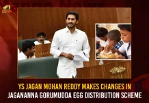 YS Jagan Mohan Reddy Makes Changes In Jagananna Gorumudda Egg Distribution Scheme, YS Jagan Mohan Reddy , Jagananna Gorumudda Scheme, Gorumudda Egg Distribution Scheme, Mango News, Mango News Telugu, AP CM YS Jagan Mohan Reddy, AP CM YS Jagan Latest News And Updates, Jagananna Gorumudda Egg Distribution, AP Egg Distribution Scheme, Jagan Mohan Reddy News And Live Updates, Jagan Mohan Reddy Makes Changes In Jagananna Gorumudda