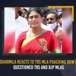 YS Sharmila Reacts To TRS MLA Poaching Row And Questioned TRS And BJP MLAs YS Sharmila Reacts To TRS MLA Poaching Row And Questioned TRS And BJP MLAs, YSRTP Chief YS Sharmila, YS Sharmila Reacts TRS MLA Poaching, YS Sharmila Questioned TRS And BJP MLAs, Mango News,Mango News Telugu,4 TRS MLAs Poaching Incident, TRS MLA Balaraju, TRS MLA Rega Kantarao, TRS MLA Harshavardhan Reddy, Munugode Bypoll, CM KCR News And Live Updates, Telangna Congress Party, Telangna BJP Party, YSRTP , Munugode By Polls, Munugode Election Schedule Release, Munugode Election, Munugode Election Latest News And Updates