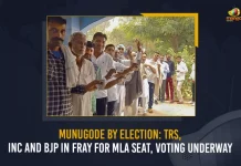 Munugode By Election TRS INC And BJP In Fray For MLA Seat Voting Underway, Munugode Bye-election,Munugode Polling Tomorrow, Munugode Election Officials have Made All Arrangements, Mango News,Mango News Telugu, TRS Party Munugode By-Poll, Munugode Bypoll Elections, Munugode Bypoll, CM KCR News And Live Updates, Telangna Congress Party, Telangna BJP Party, YSRTP , Munugode By Polls, Munugode Election Schedule Release, Munugode Election, Munugode Election Latest News And Updates