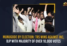 Munugode By Election TRS Wins Against INC BJP With Majority Of Over 10000 Votes, Munugode By Election, TRS Wins Against INC, BJP With Majority Of Over 10000 Votes,Mango News,Mango News Telugu,Munugode Election, Munugode Election Latest News And Updates, Munugode Election Schedule Release, Telangna Bjp Party, Telangna Congress Party, Trs Cadre For Working In Munugode By-Poll, Trs Working President Ktr, Trs Working President Ktr Thanked Party Leaders Cadre For Working In Munugode By-Poll, Ysrtp