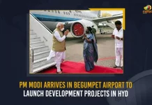 PM Modi Arrives In Begumpet Airport To Launch Development Projects In Hyd, PM Modi Addressed in Public Meeting at Begumpet Airport, PM Modi at Begumpet Airport, PM Modi Reaches Hyderabad, Development Projects In Hyd, Begumpet Airport Public Meeting, PM Modi Telangana Tour Schedule, PM Modi Telangana Tour, PM Modi at Telangana, PM Modi Telangana Visit, PM Modi in Telangana, Prime Minister Narendra Modi, Narendra Modi, Begumpet Airport, PM Narendra Modi in Telangana, PM Modi Telangana Tour News, PM Modi Telangana Tour Latest News And Updates, PM Modi Telangana Tour Live Updates, Mango News