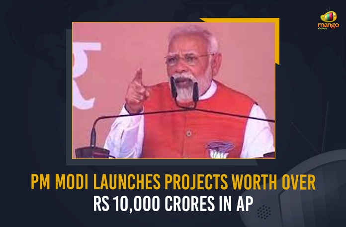 PM Modi Launches Projects Worth Over Rs 10,000 Crores In AP Andhra Pradesh: PM Modi Launches Projects Worth Over Rs 10000 Crores In Visakhapatnam, PM Modi Launches Projects Worth Over Rs 10000 Crores In Visakhapatnam, PM Modi Reaches Vizag, AP Governor Biswabhusan, Governor Biswabhusan, AP CM YS Jagan Mohan Reddy, PM Modi in Vizag Public Meeting, AP CM YS Jagan Mohan Reddy, PM Narendra Modi Two-Day Visit, PM Narendra Modi Participates in Huge Road Show at Visakhapatnam, Huge Road Show at Visakhapatnam, 10000 Crores, PM Modi at Vizag, PM Modi Vizag Tour, PM Modi Vizag Visit, PM Modi in Visakhapatnam, Prime Minister Narendra Modi, Narendra Modi, PM Narendra Modi in Visakhapatnam, PM Modi Vizag Tour News, PM Modi Vizag Tour Latest News And Updates, PM Modi Vizag Tour Live Updates, Mango News