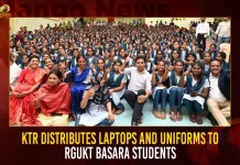 KTR Distributes Laptops And Uniforms To RGUKT Basara Students,KTR Laptops Distribution,RGUKT Basara,RGUKT KTR Laptops Distribution,Mango News,Mango News Telugu,CM KCR News And Live Updates, Telangna Congress Party, Telangna BJP Party, YSRTP,TRS Party, BRS Party, Telangana Latest News And Updates,Telangana Politics, Telangana Political News And Updates,Telangana Minister KTR,RGUKT Latest News and Updates,Rajiv Gandhi University of Knowledge Technologies